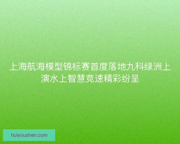 上海航海模型锦标赛首度落地九科绿洲上演水上智慧竞速精彩纷呈